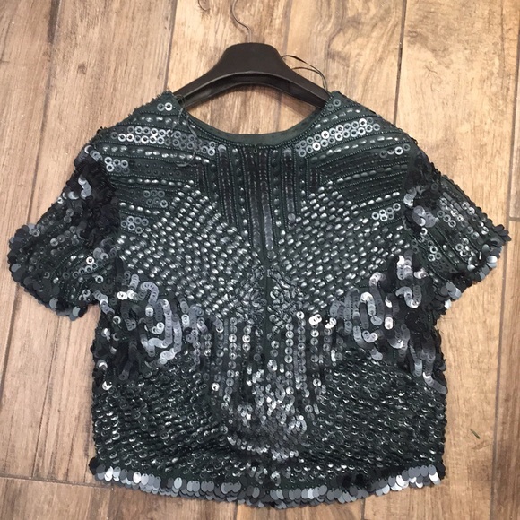 Zara Turquoise Sequin Shirt - Medium - Picture 3 of 7